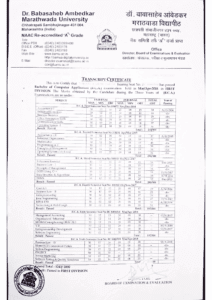 Dr Ambedkar Marathwada university transcript