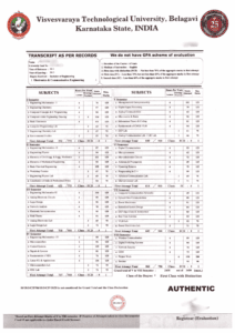 Visvesvaraya technological University transcript