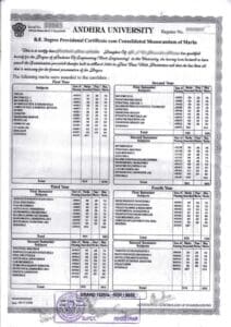 Andhra University Transcript
