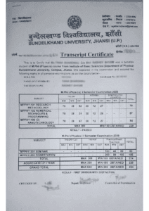 Bundelkhand university transcript