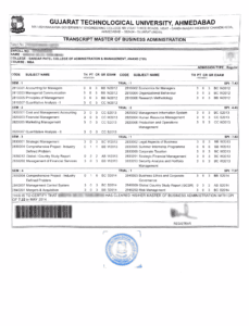 GUJRAT TECHNOLOGICAL UNIVERSITY transcript