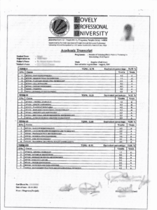 Lovely professional university transcript