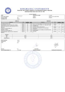 Singhania University transcript copy